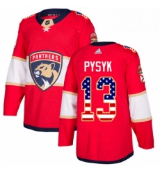 Mens Adidas Florida Panthers 13 Mark Pysyk Authentic Red USA Flag Fashion NHL Jersey 