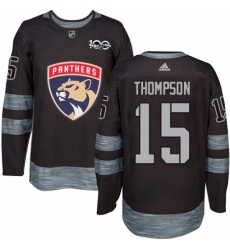 Mens Adidas Florida Panthers 15 Paul Thompson Authentic Black 1917 2017 100th Anniversary NHL Jersey 