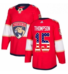 Mens Adidas Florida Panthers 15 Paul Thompson Authentic Red USA Flag Fashion NHL Jersey 