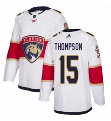 Mens Adidas Florida Panthers 15 Paul Thompson Authentic White Away NHL Jersey 