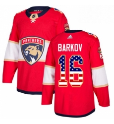 Mens Adidas Florida Panthers 16 Aleksander Barkov Authentic Red USA Flag Fashion NHL Jersey 