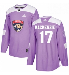 Mens Adidas Florida Panthers 17 Derek MacKenzie Authentic Purple Fights Cancer Practice NHL Jersey 