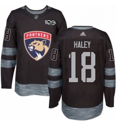 Mens Adidas Florida Panthers 18 Micheal Haley Authentic Black 1917 2017 100th Anniversary NHL Jersey 