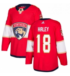 Mens Adidas Florida Panthers 18 Micheal Haley Authentic Red Home NHL Jersey 