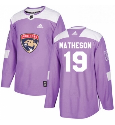 Mens Adidas Florida Panthers 19 Michael Matheson Authentic Purple Fights Cancer Practice NHL Jersey 