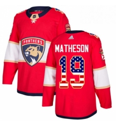 Mens Adidas Florida Panthers 19 Michael Matheson Authentic Red USA Flag Fashion NHL Jersey 