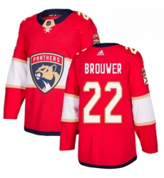 Mens Adidas Florida Panthers 22 Troy Brouwer Authentic Red Home NHL Jersey 