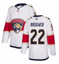 Mens Adidas Florida Panthers 22 Troy Brouwer Authentic White Away NHL Jersey 