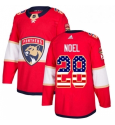 Mens Adidas Florida Panthers 28 Serron Noel Authentic Red USA Flag Fashion NHL Jersey 