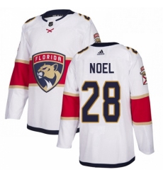 Mens Adidas Florida Panthers 28 Serron Noel Authentic White Away NHL Jersey 