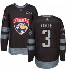 Mens Adidas Florida Panthers 3 Keith Yandle Authentic Black 1917 2017 100th Anniversary NHL Jersey 