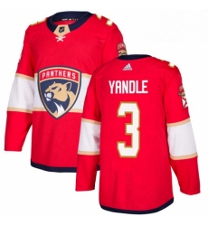 Mens Adidas Florida Panthers 3 Keith Yandle Authentic Red Home NHL Jersey 