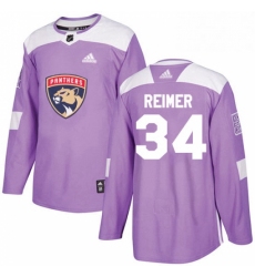 Mens Adidas Florida Panthers 34 James Reimer Authentic Purple Fights Cancer Practice NHL Jersey 