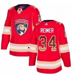 Mens Adidas Florida Panthers 34 James Reimer Authentic Red Drift Fashion NHL Jersey 