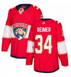 Mens Adidas Florida Panthers 34 James Reimer Authentic Red Home NHL Jersey 