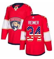 Mens Adidas Florida Panthers 34 James Reimer Authentic Red USA Flag Fashion NHL Jersey 