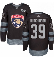 Mens Adidas Florida Panthers 39 Michael Hutchinson Authentic Black 1917 2017 100th Anniversary NHL Jersey 