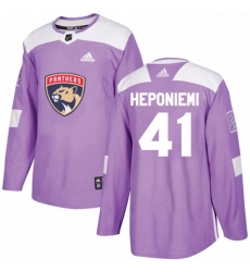 Mens Adidas Florida Panthers 41 Aleksi Heponiemi Authentic Purple Fights Cancer Practice NHL Jersey 