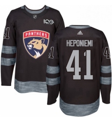 Mens Adidas Florida Panthers 41 Aleksi Heponiemi Premier Black 1917 2017 100th Anniversary NHL Jersey 