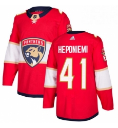 Mens Adidas Florida Panthers 41 Aleksi Heponiemi Premier Red Home NHL Jersey 