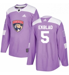 Mens Adidas Florida Panthers 5 Aaron Ekblad Authentic Purple Fights Cancer Practice NHL Jersey 