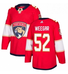 Mens Adidas Florida Panthers 52 MacKenzie Weegar Authentic Red Home NHL Jersey 