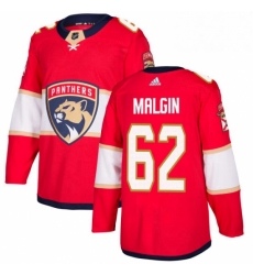 Mens Adidas Florida Panthers 62 Denis Malgin Authentic Red Home NHL Jersey 