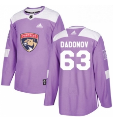 Mens Adidas Florida Panthers 63 Evgenii Dadonov Authentic Purple Fights Cancer Practice NHL Jersey 