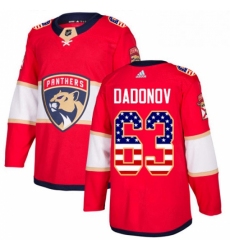 Mens Adidas Florida Panthers 63 Evgenii Dadonov Authentic Red USA Flag Fashion NHL Jersey 