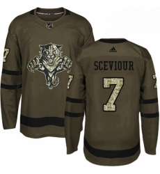 Mens Adidas Florida Panthers 7 Colton Sceviour Authentic Green Salute to Service NHL Jersey 
