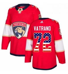 Mens Adidas Florida Panthers 72 Frank Vatrano Authentic Red USA Flag Fashion NHL Jersey 