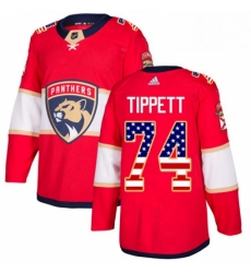 Mens Adidas Florida Panthers 74 Owen Tippett Authentic Red USA Flag Fashion NHL Jersey 