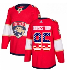 Mens Adidas Florida Panthers 95 Henrik Borgstrom Authentic Red USA Flag Fashion NHL Jersey 
