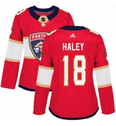 Womens Adidas Florida Panthers 18 Micheal Haley Authentic Red Home NHL Jersey 