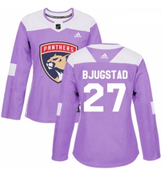 Womens Adidas Florida Panthers 27 Nick Bjugstad Authentic Purple Fights Cancer Practice NHL Jersey 