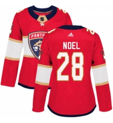 Womens Adidas Florida Panthers 28 Serron Noel Authentic Red Home NHL Jersey 