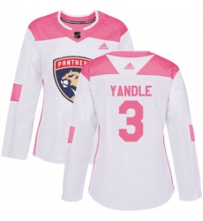 Womens Adidas Florida Panthers 3 Keith Yandle Authentic WhitePink Fashion NHL Jersey 