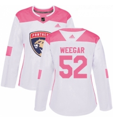 Womens Adidas Florida Panthers 52 MacKenzie Weegar Authentic WhitePink Fashion NHL Jersey 