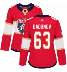 Womens Adidas Florida Panthers 63 Evgenii Dadonov Authentic Red Home NHL Jersey 