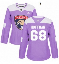 Womens Adidas Florida Panthers 68 Mike Hoffman Authentic Purple Fights Cancer Practice NHL Jersey 