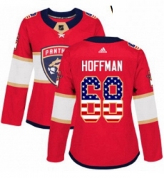 Womens Adidas Florida Panthers 68 Mike Hoffman Authentic Red USA Flag Fashion NHL Jersey 