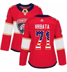 Womens Adidas Florida Panthers 71 Radim Vrbata Authentic Red USA Flag Fashion NHL Jersey 