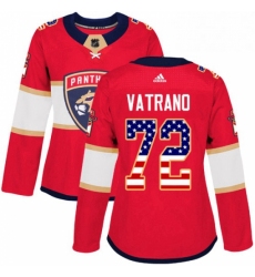 Womens Adidas Florida Panthers 72 Frank Vatrano Authentic Red USA Flag Fashion NHL Jersey 