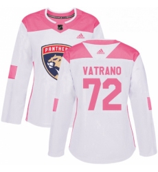 Womens Adidas Florida Panthers 72 Frank Vatrano Authentic White Pink Fashion NHL Jersey 