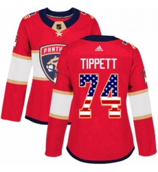 Womens Adidas Florida Panthers 74 Owen Tippett Authentic Red USA Flag Fashion NHL Jersey 