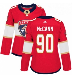 Womens Adidas Florida Panthers 90 Jared McCann Authentic Red Home NHL Jersey 