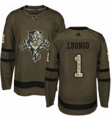 Youth Adidas Florida Panthers 1 Roberto Luongo Authentic Green Salute to Service NHL Jersey 