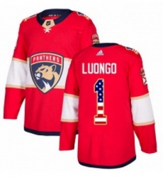 Youth Adidas Florida Panthers 1 Roberto Luongo Authentic Red USA Flag Fashion NHL Jersey 