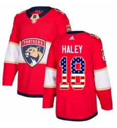 Youth Adidas Florida Panthers 18 Micheal Haley Authentic Red USA Flag Fashion NHL Jersey 