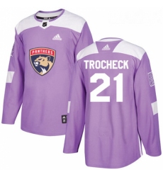 Youth Adidas Florida Panthers 21 Vincent Trocheck Authentic Purple Fights Cancer Practice NHL Jersey 
